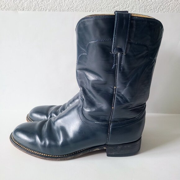 Tony Lama Dark Teal Blue Western Cowboy Boots Size 9.5 - Picture 5 of 12